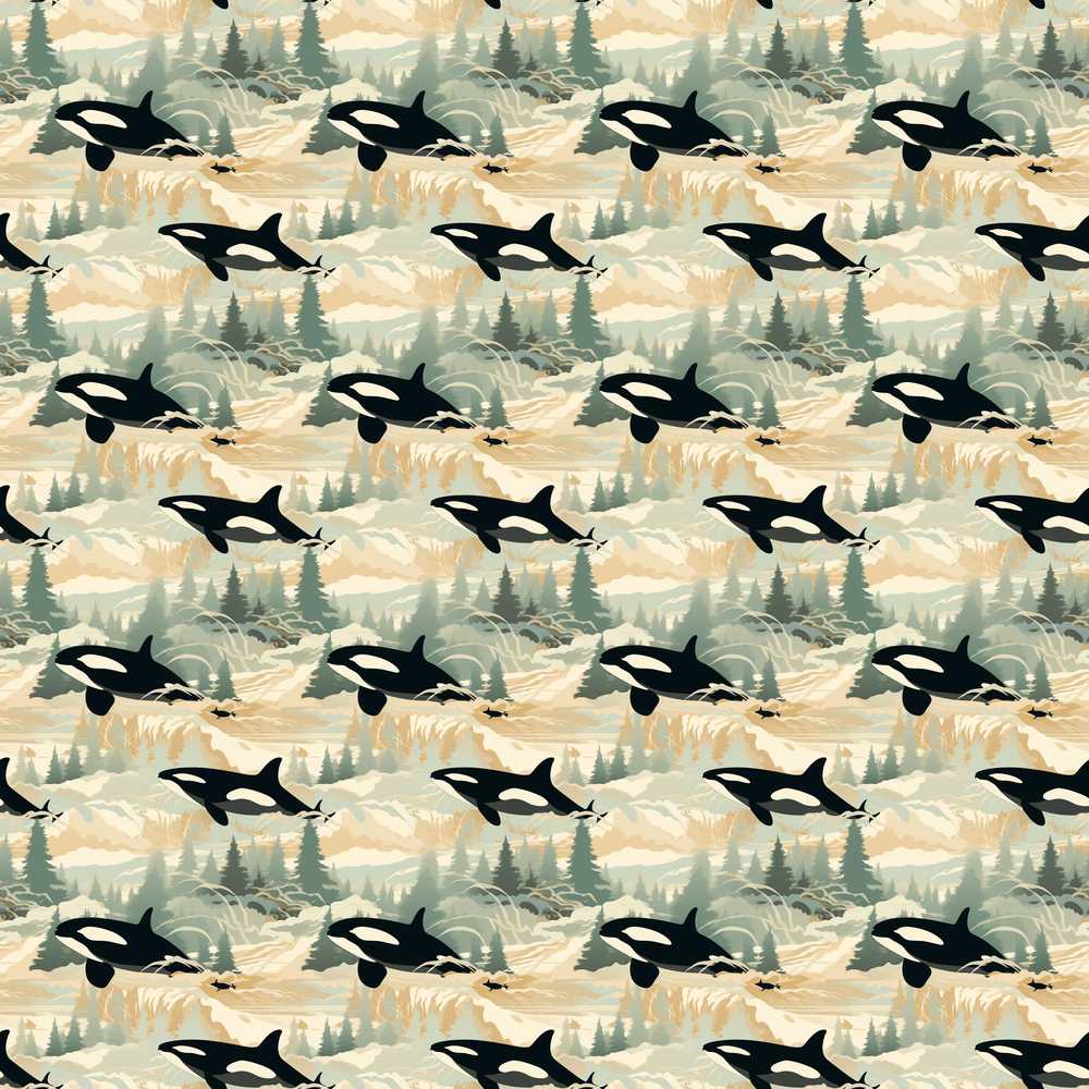 Artistic Orca Whale Splash Texture Marine Watercolour Coastal