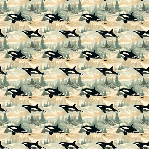 Artistic Orca Whale Splash Texture Marine Watercolour Coastal
