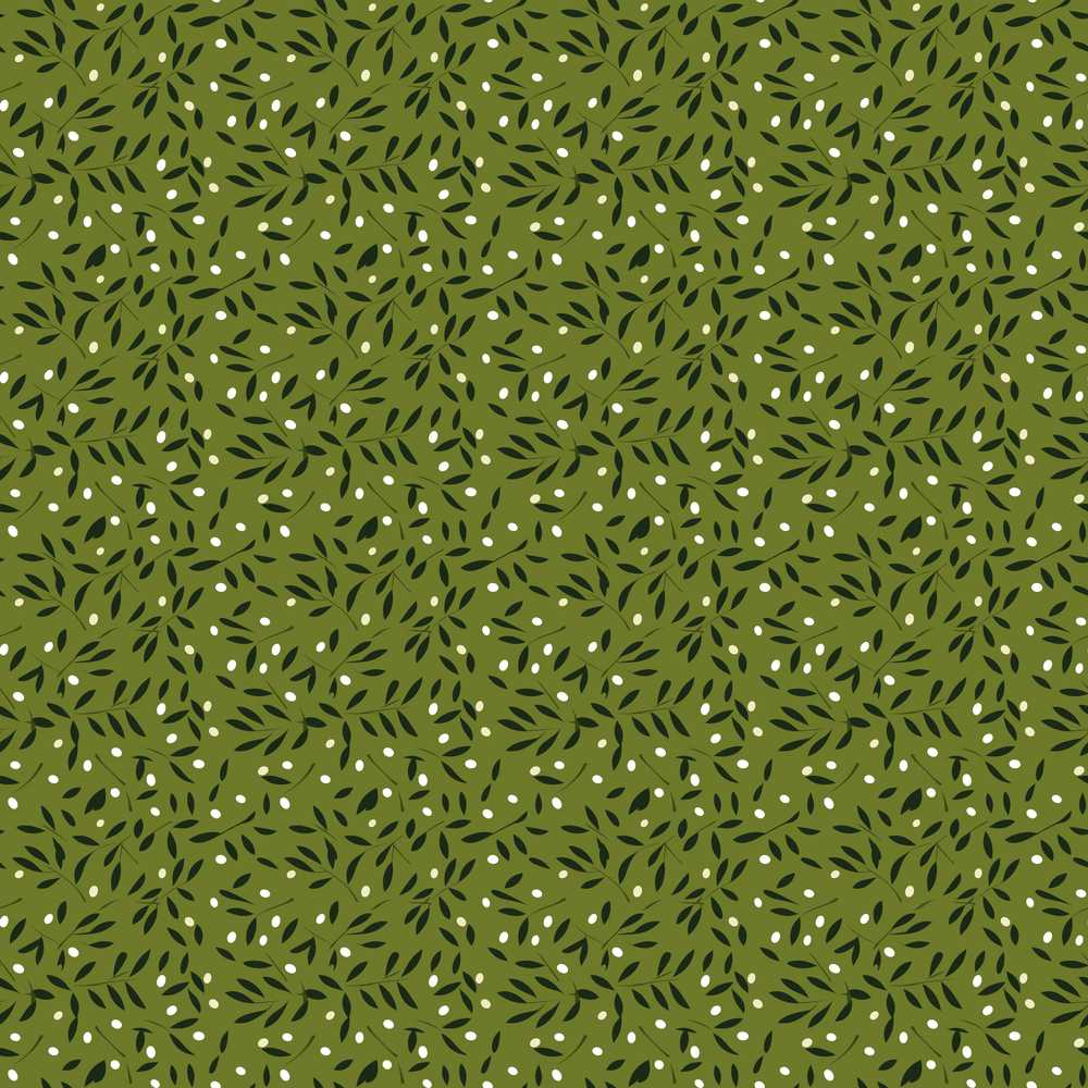 Green Olive Leaf Scatter Organic Nature Wildflower Pattern Botanical