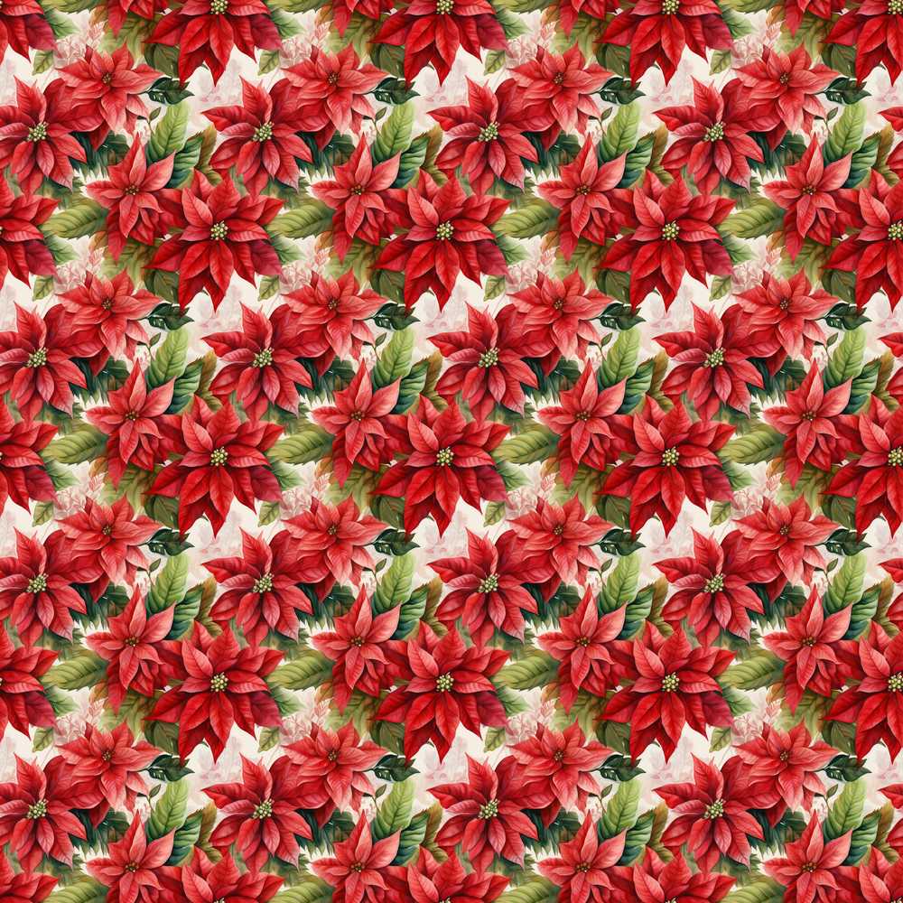 Vintage Style Poinsettia Floral Cream Holiday Wildflower Pattern Botanical