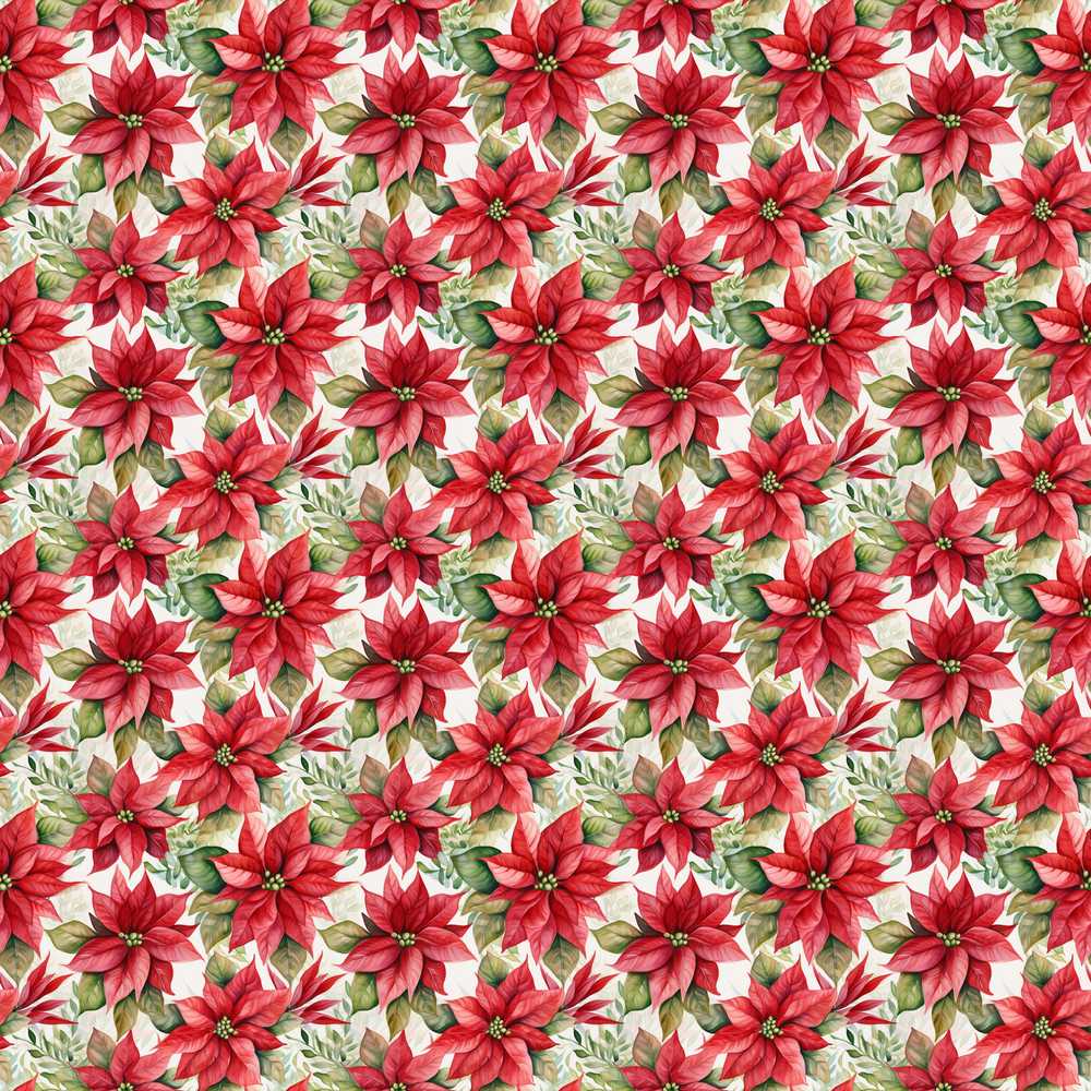 Elegant Poinsettia and Foliage Christmas Festive Holiday Seasonal