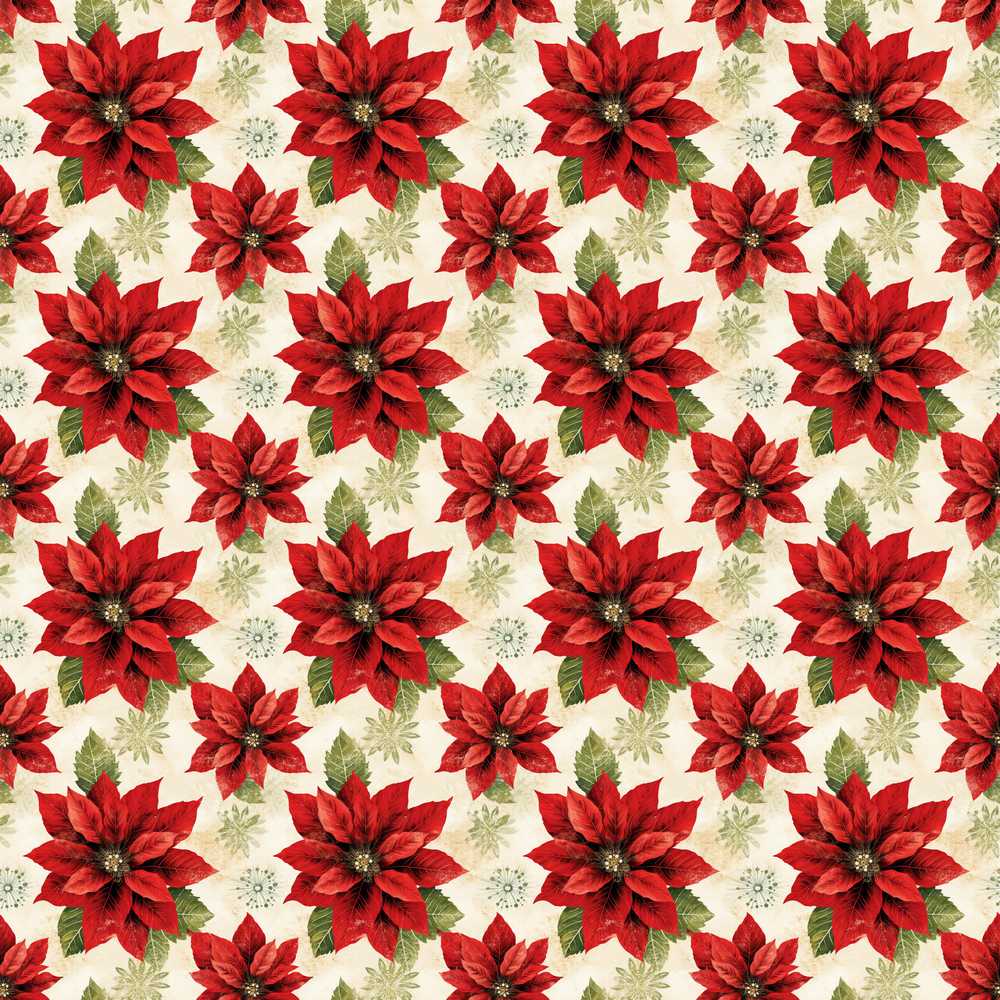 Traditional Poinsettia with Snowflake Accents Festive Holiday Seasonal