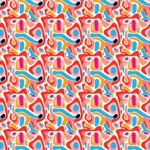 Abstract Organic Shapes Bright Colourful Modern Art Style