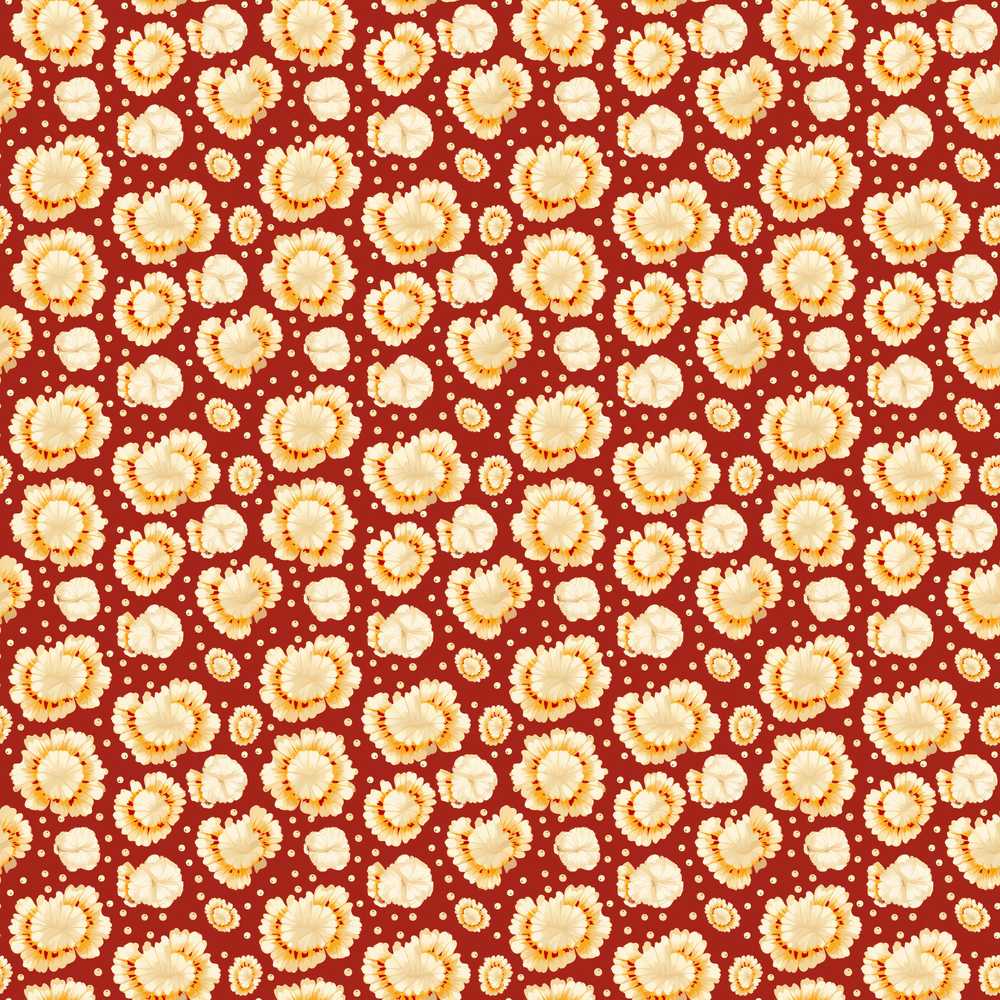 Butter Popcorn Bursts on Red Polka Dot Background Cinema Snack