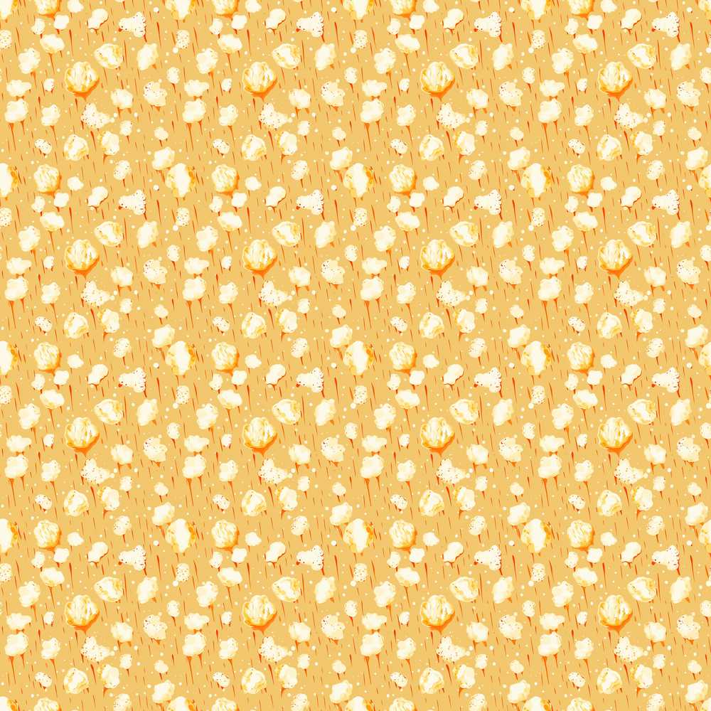 Light Butter Popcorn Pieces on Warm Yellow Background Seamless Food