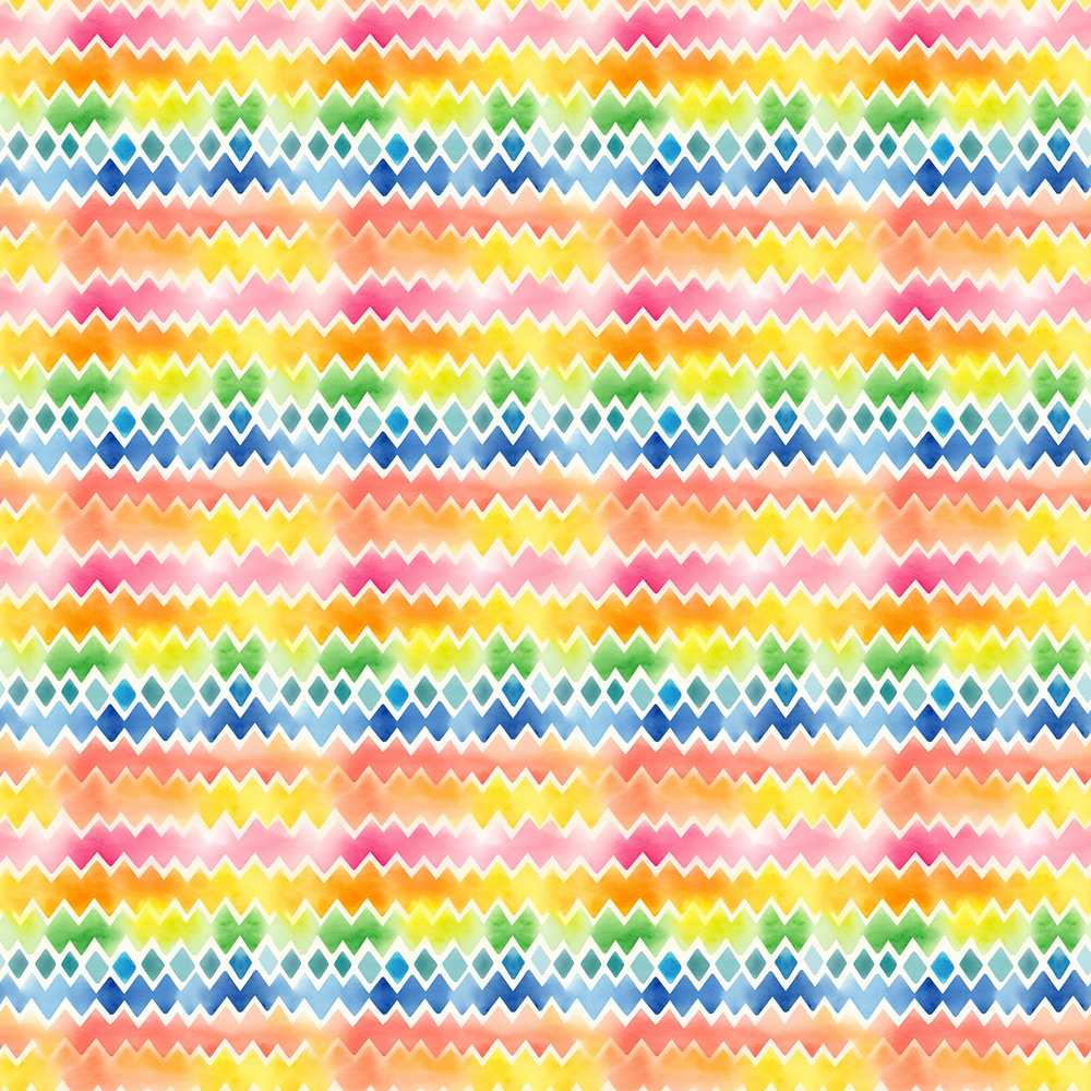 Rainbow Watercolor Chevron and Diamond Stripe Repeat Pattern