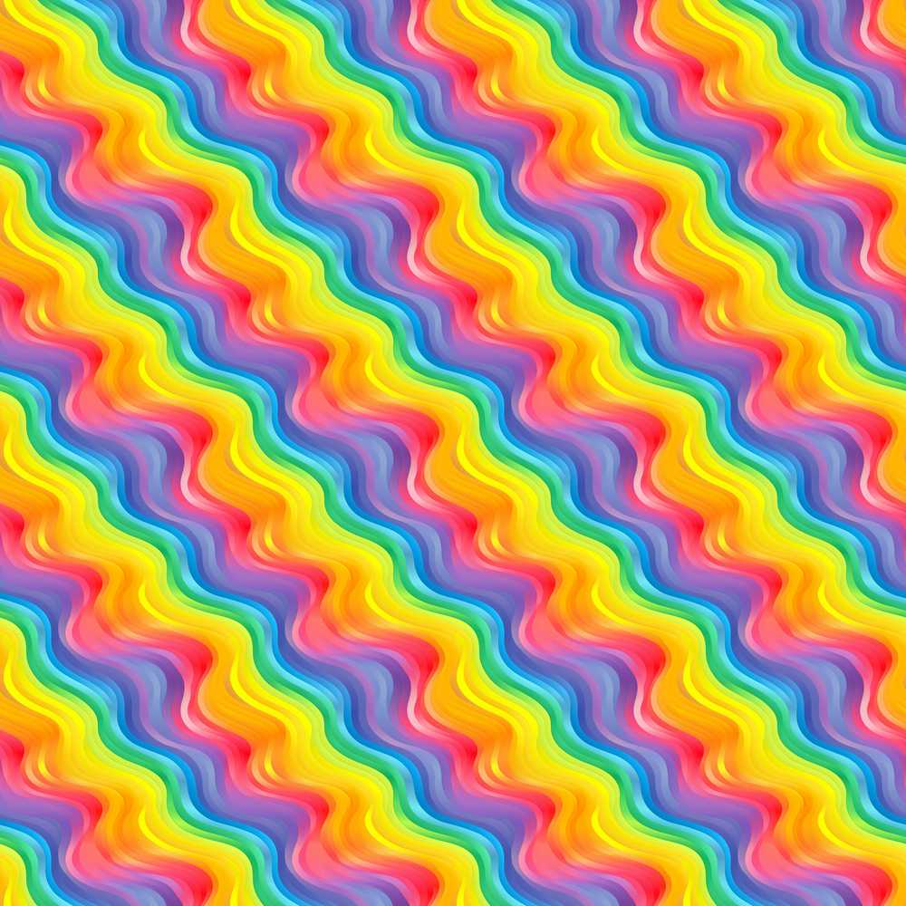 Bright Rainbow Wavy Stripes Repeat Pattern Decorative Design