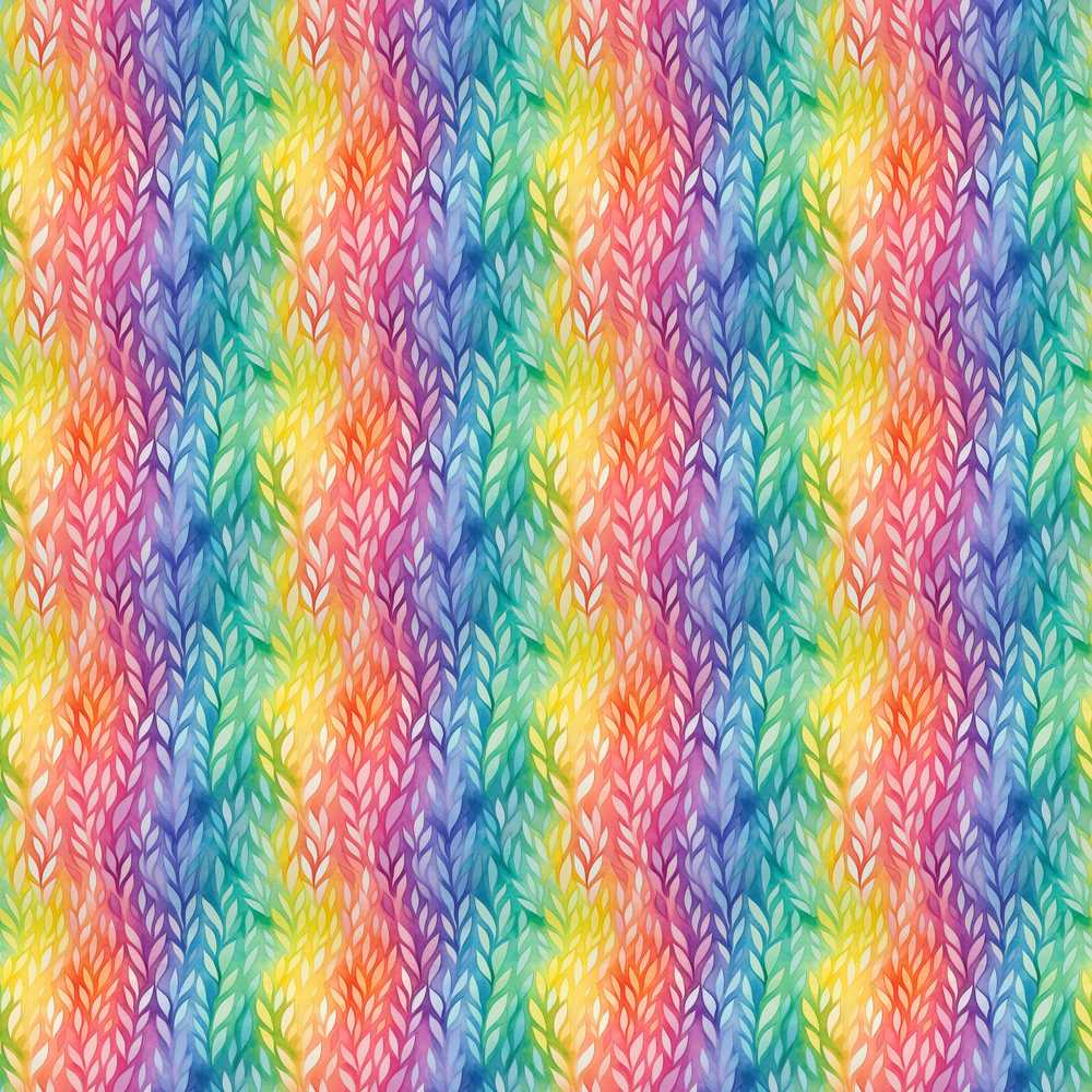 Watercolor Leaf Stripe Rainbow Seamless Botanical Wildflower Pattern