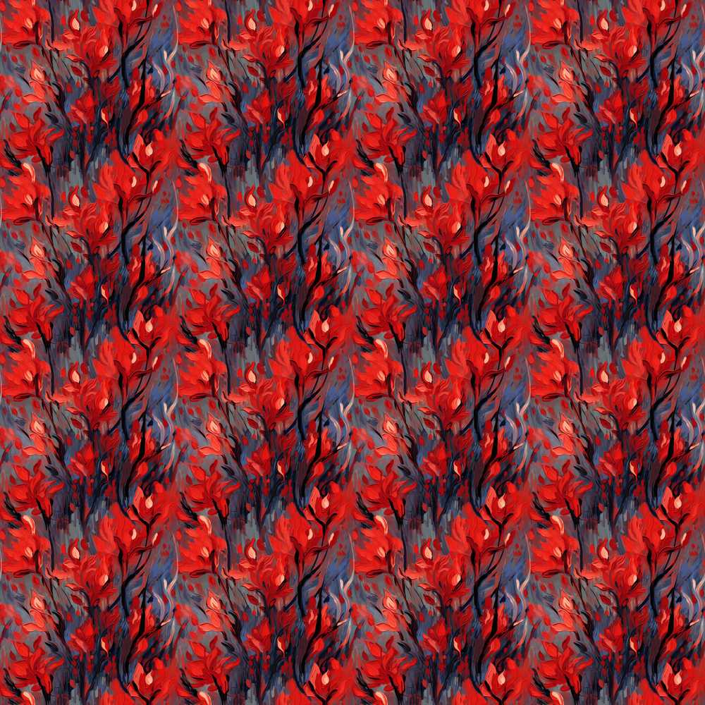 Dark Red Floral Abstract Brush Texture Wildflower Pattern Botanical