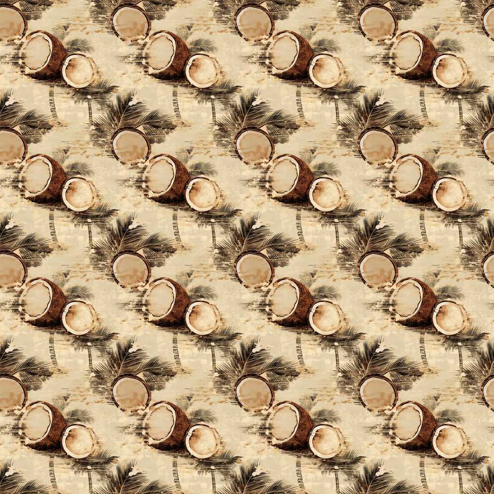 Coconut Palm Vintage Beach Scene Decorative Repeat Pattern