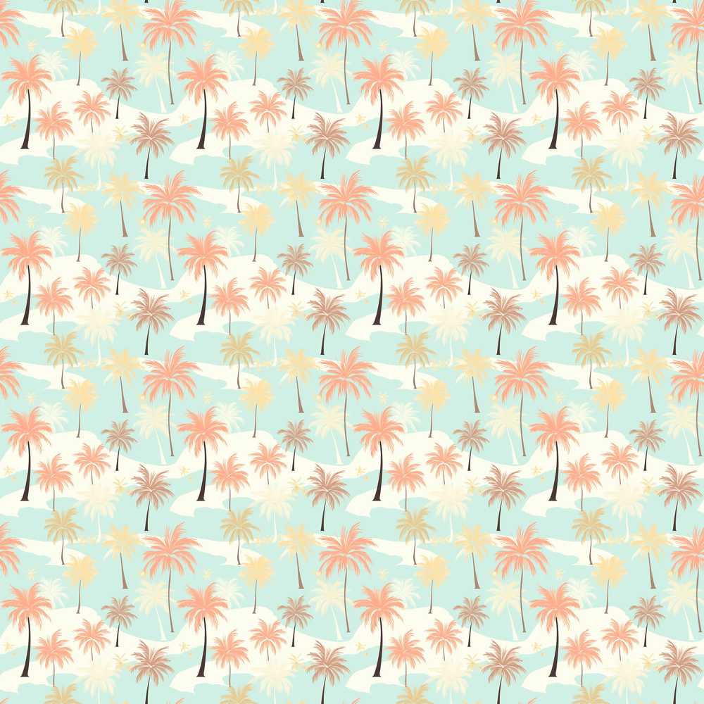 Soft Pastel Palm Tree Island Decorative Repeat Pattern