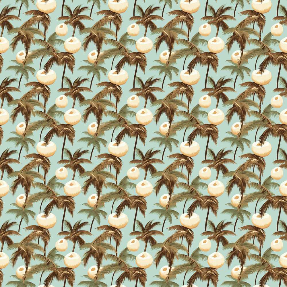 Vintage Coconut Palm Coastal Beige Illustration Pattern Design