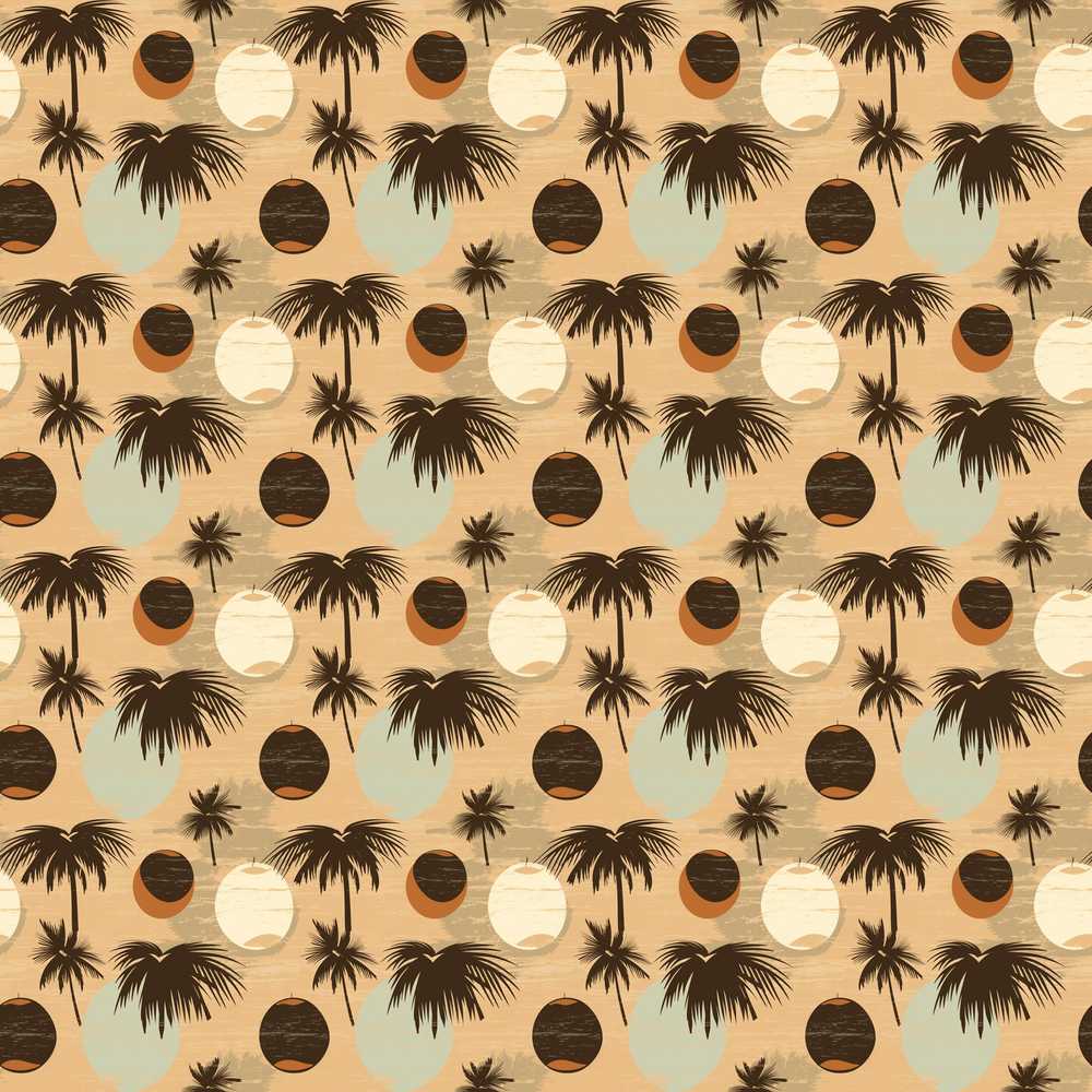 Tropical Palm Trees and Abstract Sun Circles Neutral Beige Coastal