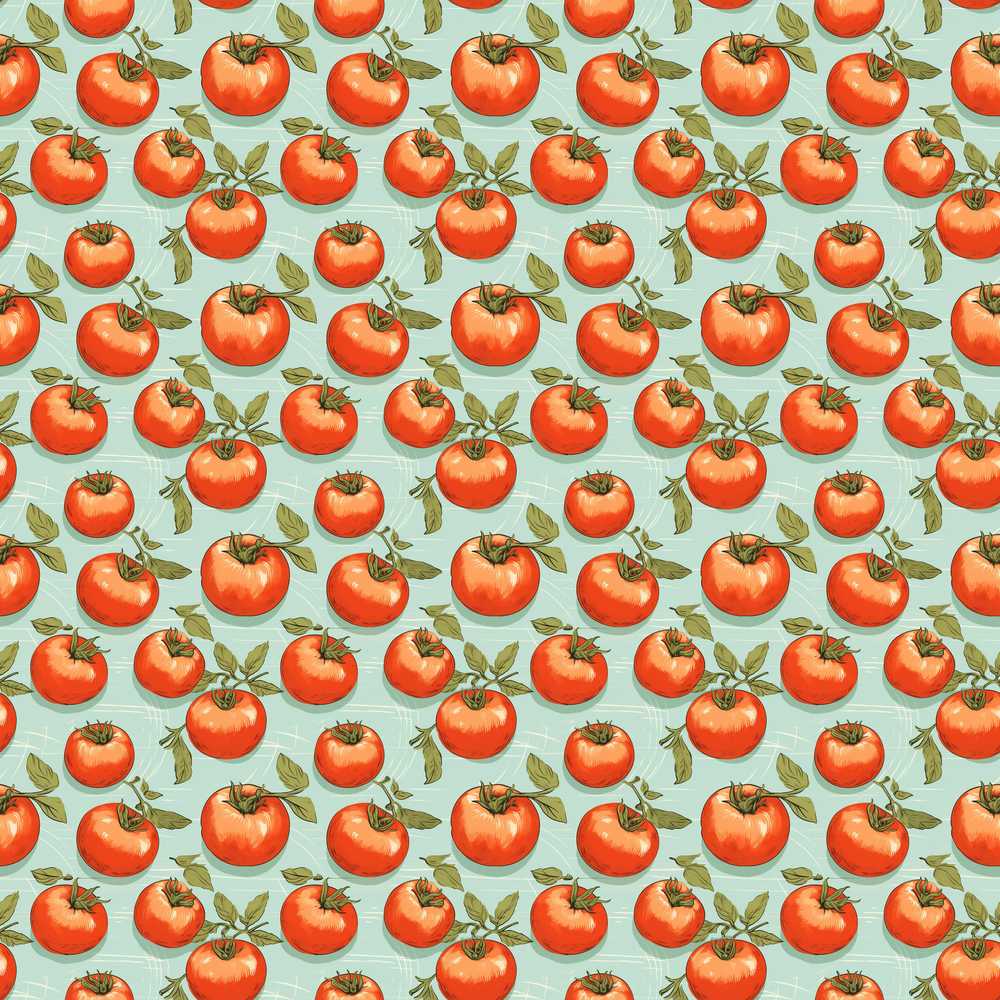 Soft Orange Tomatoes on Light Blue Textured Background