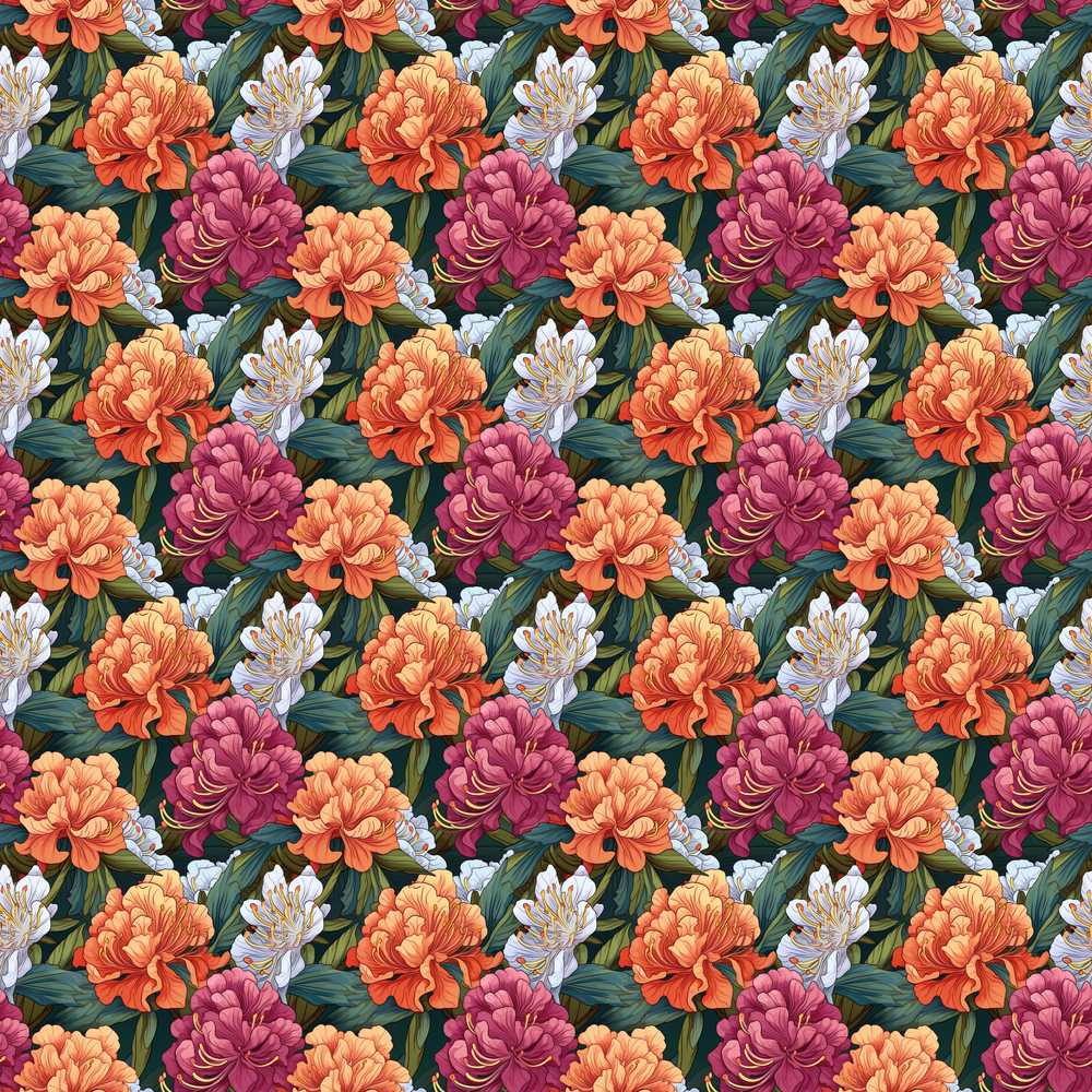Orange Purple and White Floral Botanical Wildflower Pattern