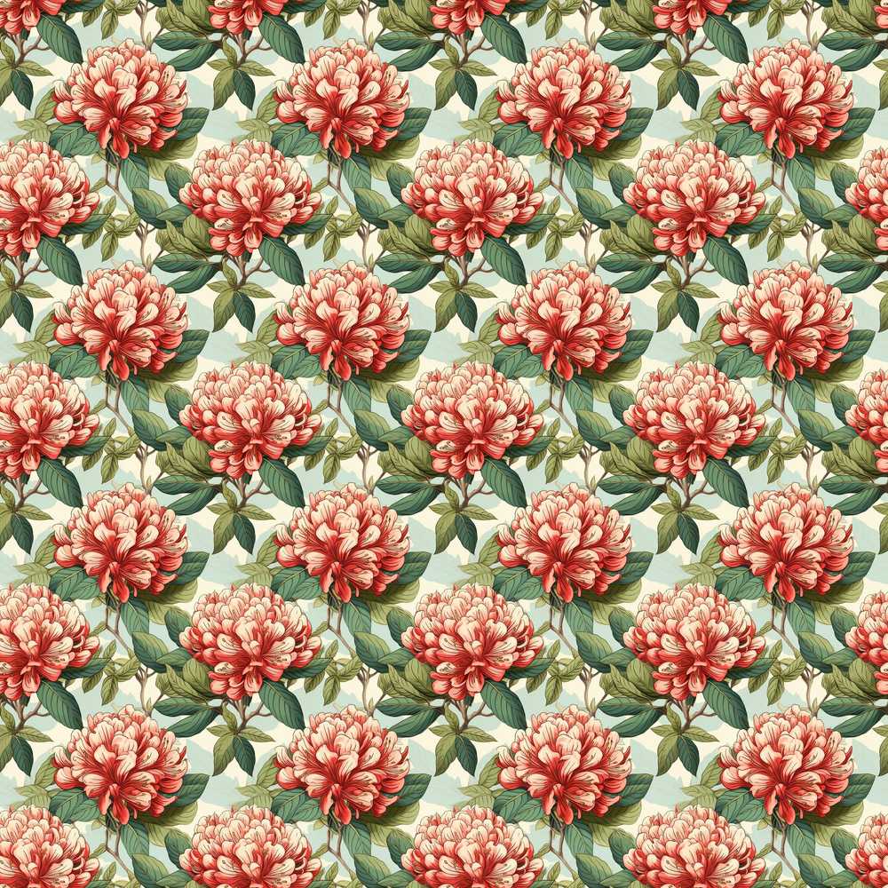 Peach and Coral Blooming Flowers Botanical Wildflower Pattern