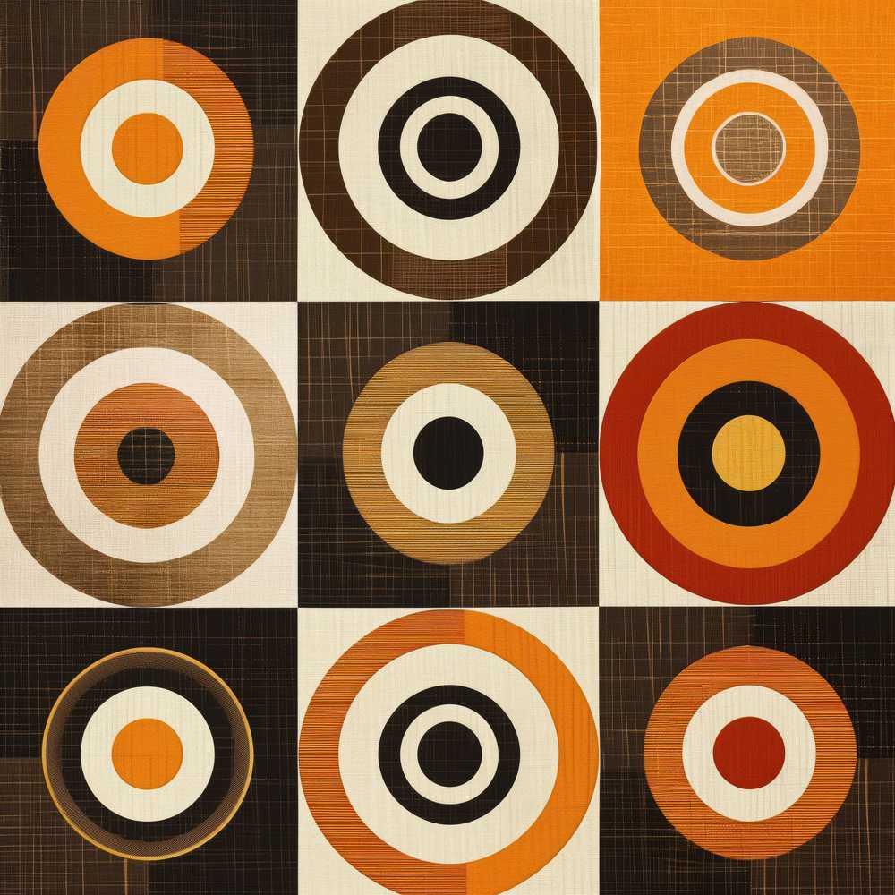 Concentric Circle in Orange Brown and Cream Decorative