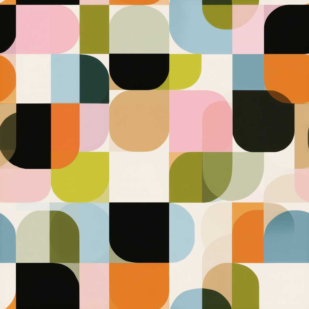 Bold Pink and Green Geometric Floral Seamless Wildflower Pattern