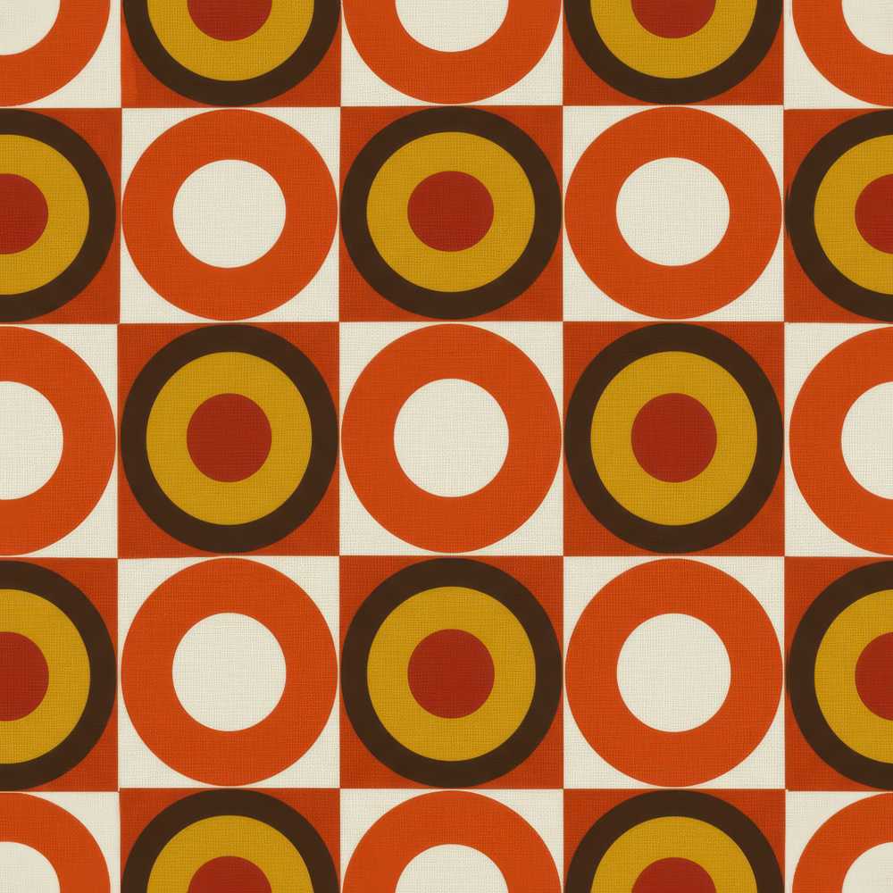 Bold Orange Yellow Circle Check Repeat Pattern Decorative