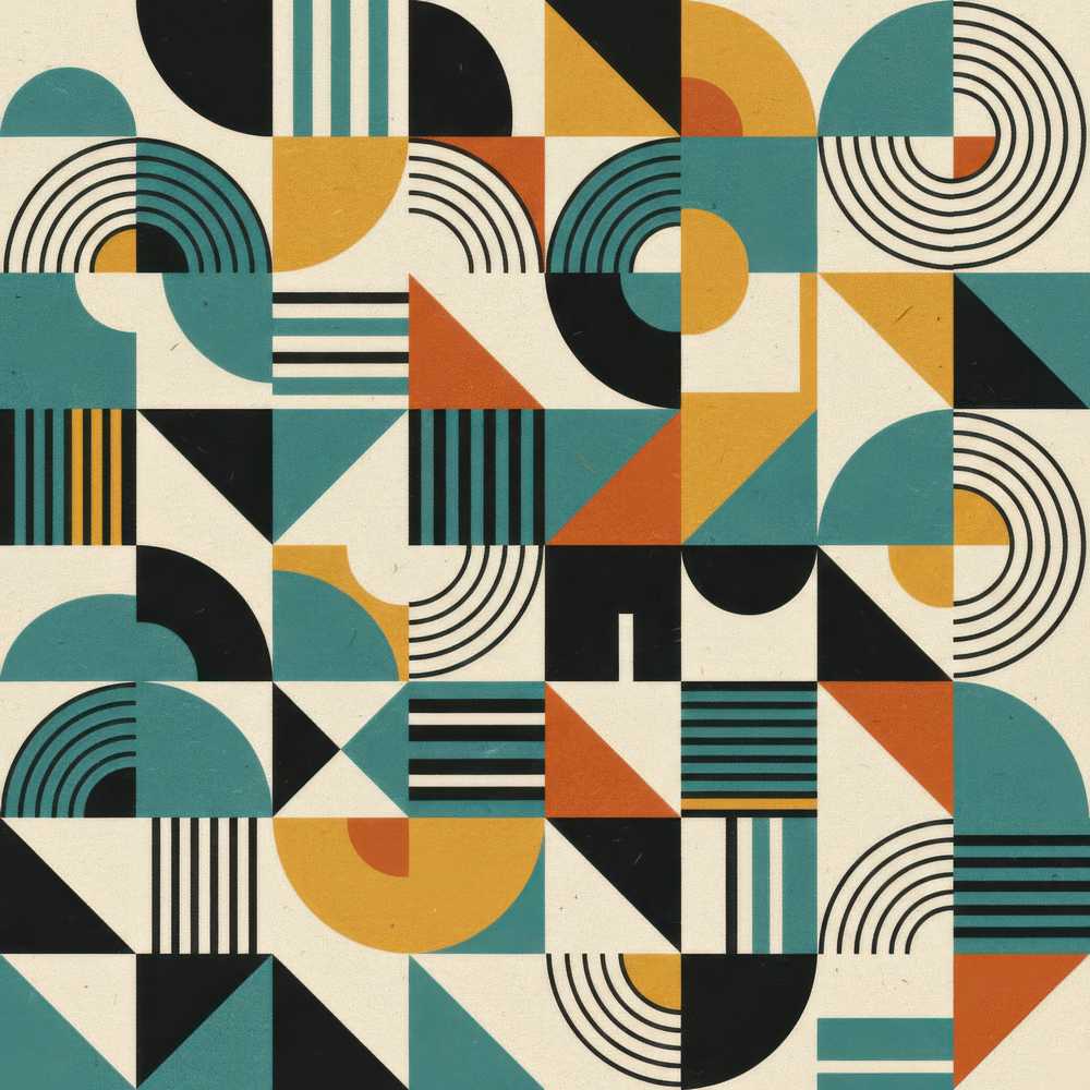 Modern Geometric Abstract Shapes Teal Mustard Art Texture