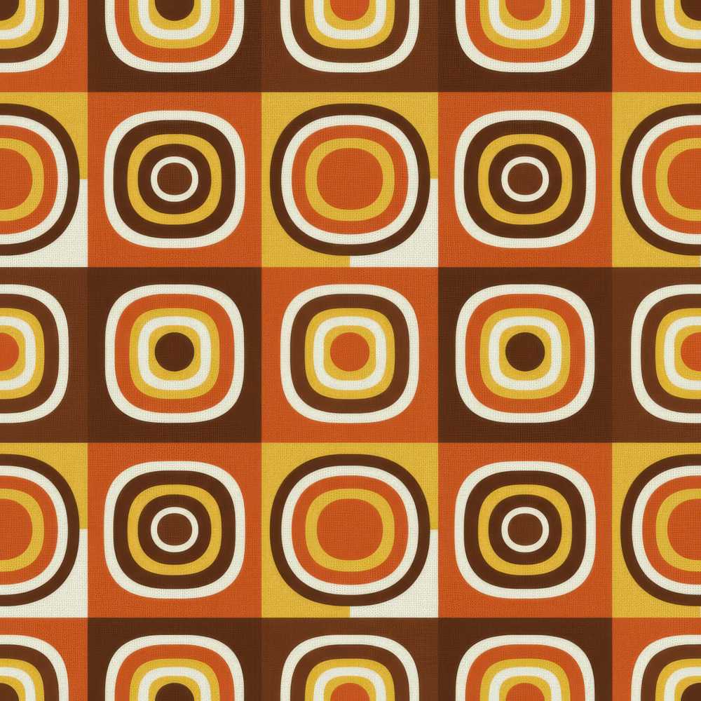 Vintage Orange Brown Rounded Square Geometric Repeat Pattern