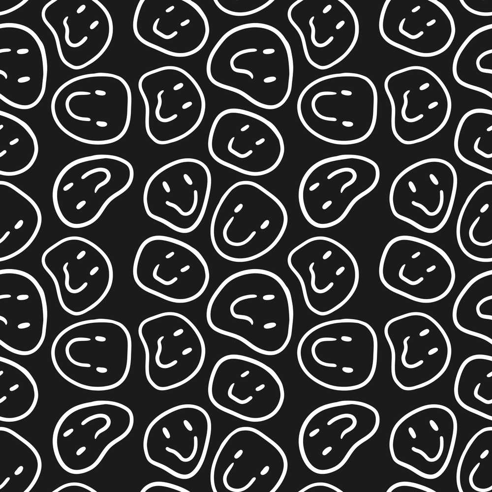 Abstract Black White Doodle Faces Art Texture Pattern