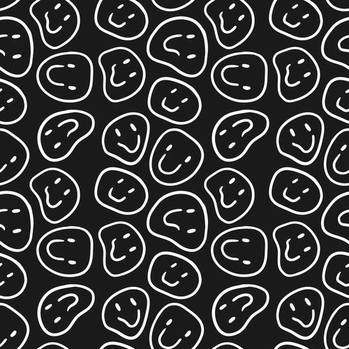 Abstract Black White Doodle Faces Art Texture Pattern