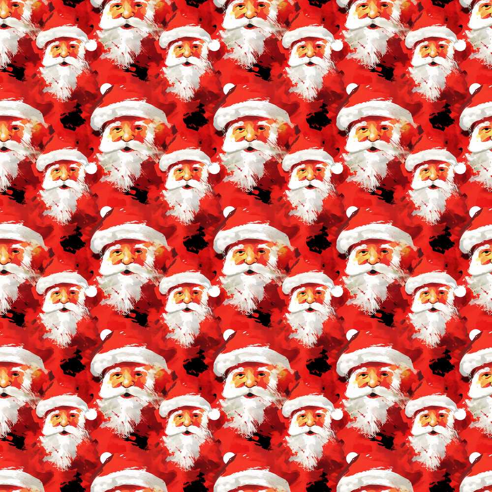 Painterly Santa Faces Red Abstract Christmas Festive Brushstroke Style