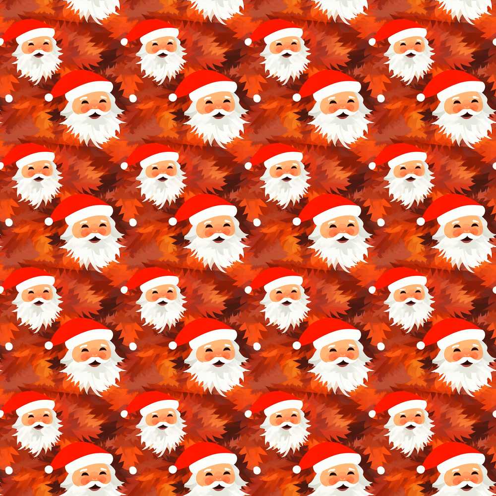 Cute Santa Faces Orange Leaf Autumn Christmas Warm Festive