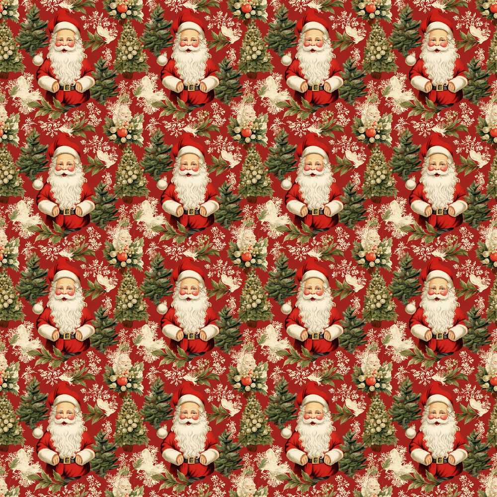 Traditional Santa Holly Tree Red Christmas Festive Vintage Style