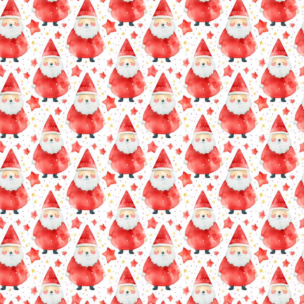 Watercolor Santa Stars White Background Cute Christmas Soft Festive