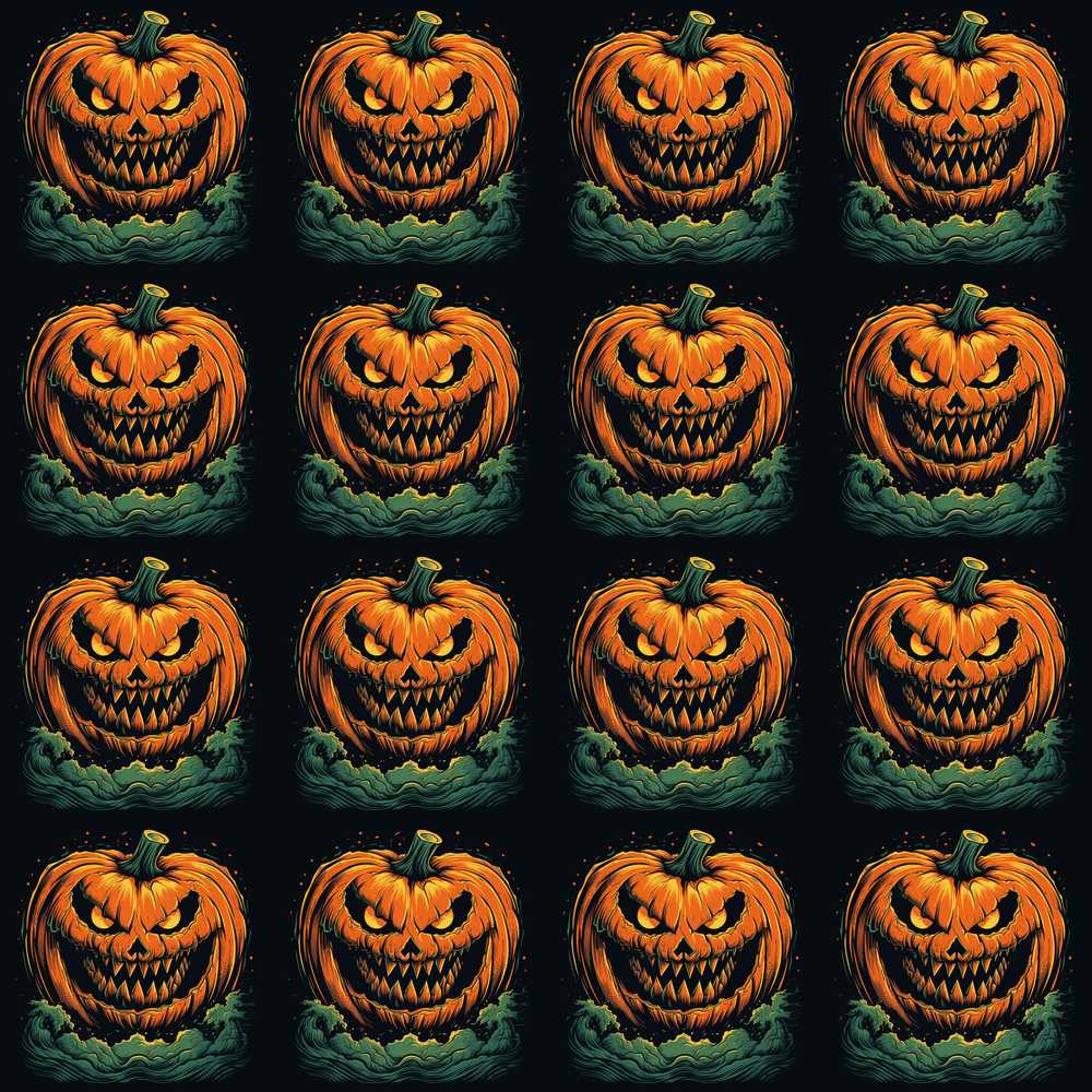 Creepy Pumpkin Ocean Waves Dark Halloween Spooky Seasonal