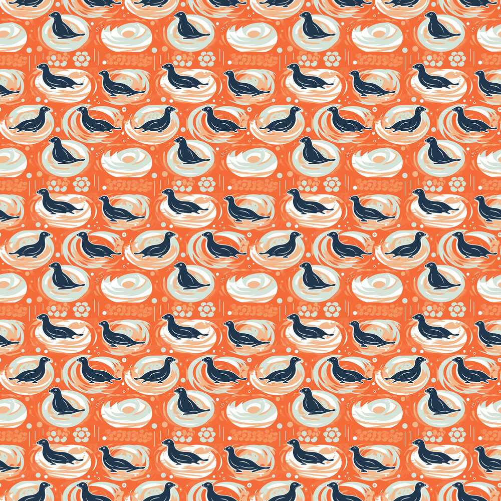 Modern Abstract Seal on Orange Wave Art Texture
