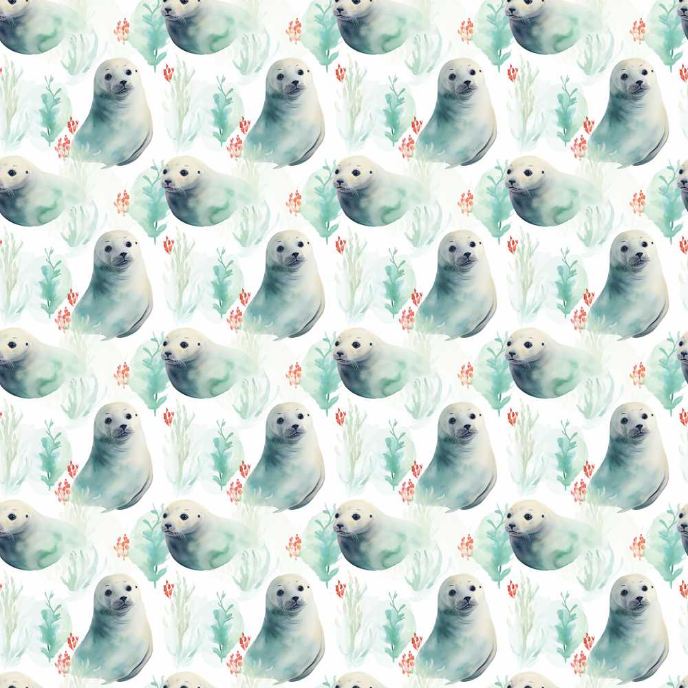 Painterly Seals Swimming in Deep Blue Ocean Artistic
