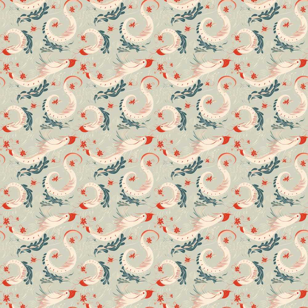 Elegant Koi Fish and Floral Swirl in Soft Tones