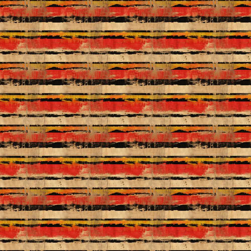 Abstract Grunge Stripe in Red Black and Ochre on Neutral