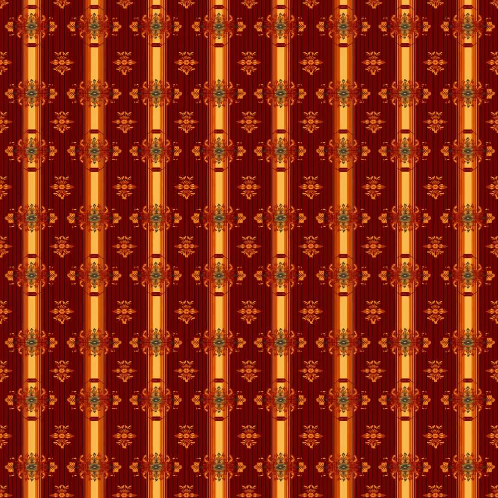 Rich Ornate Stripe Floral in Deep Red and Gold