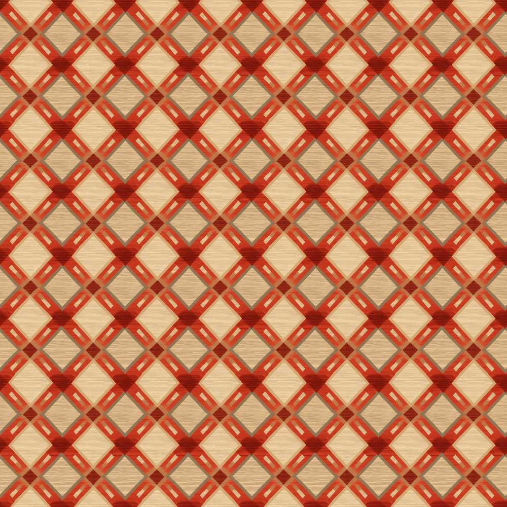 Rust Red Geometric Diamond Lattice on Neutral Wood Texture