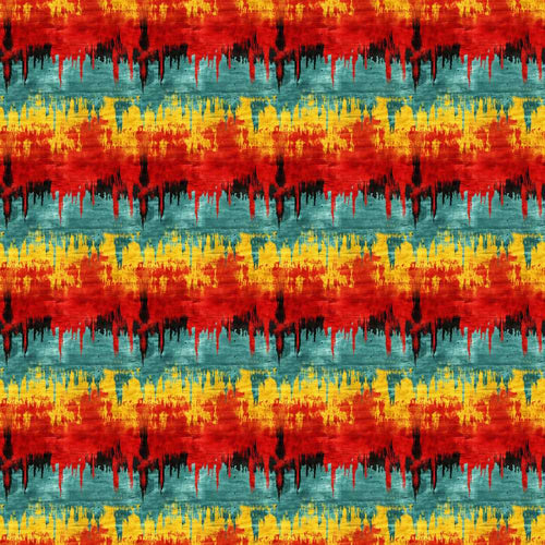 Abstract Grunge Stripe in Red Teal Yellow and Black