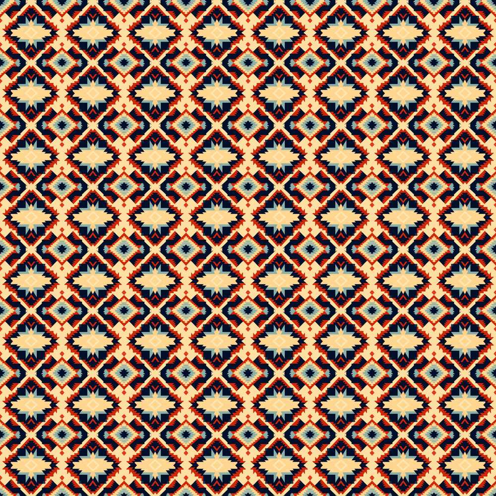 Bold Geometric Navajo Diamond in Red Navy and Cream