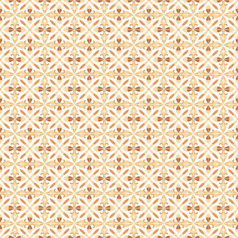 Warm Beige and Terracotta Geometric Floral Tile in Soft Neutral