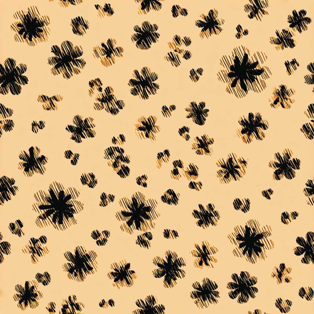 Abstract Leopard Spot and Floral Ditsy with Black Motifs Warm