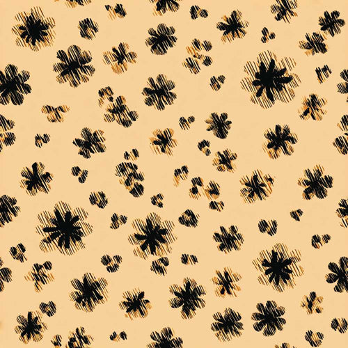 Abstract Leopard Spot and Floral Ditsy with Black Motifs Warm