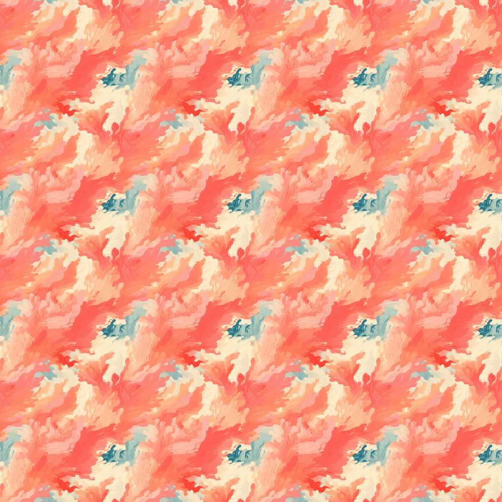 Abstract Coral and Cream Fluid Art with Soft Blue Accents