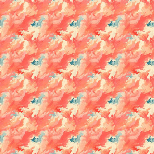 Abstract Coral and Cream Fluid Art with Soft Blue Accents