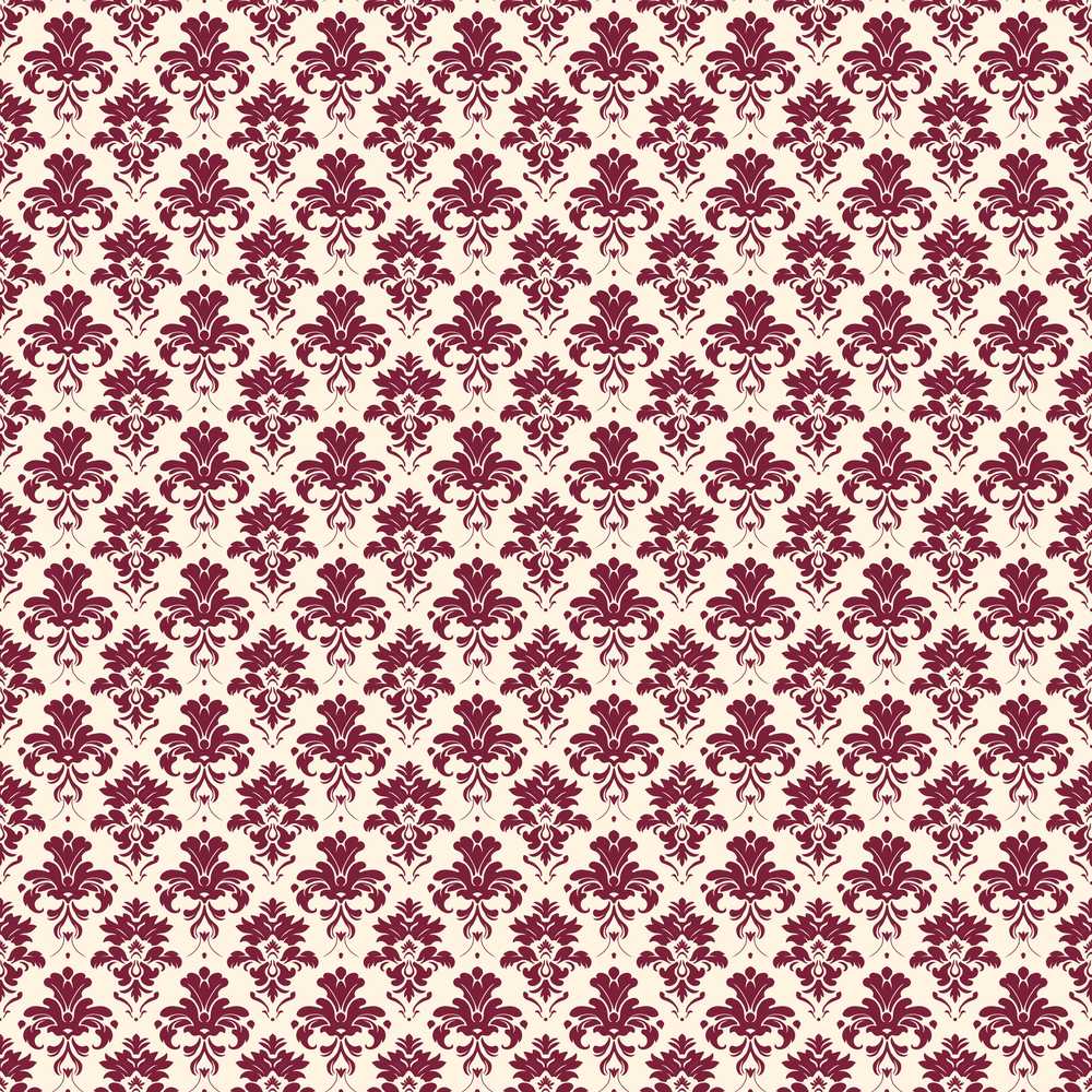 Classic Burgundy Damask Repeat Cream Background Traditional Ornamental Style