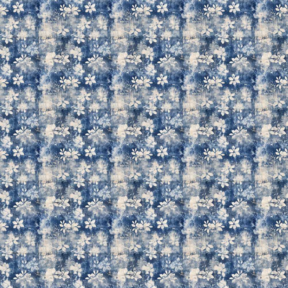 Indigo Blue Abstract Floral Splash Seamless with Soft Watercolour Effect