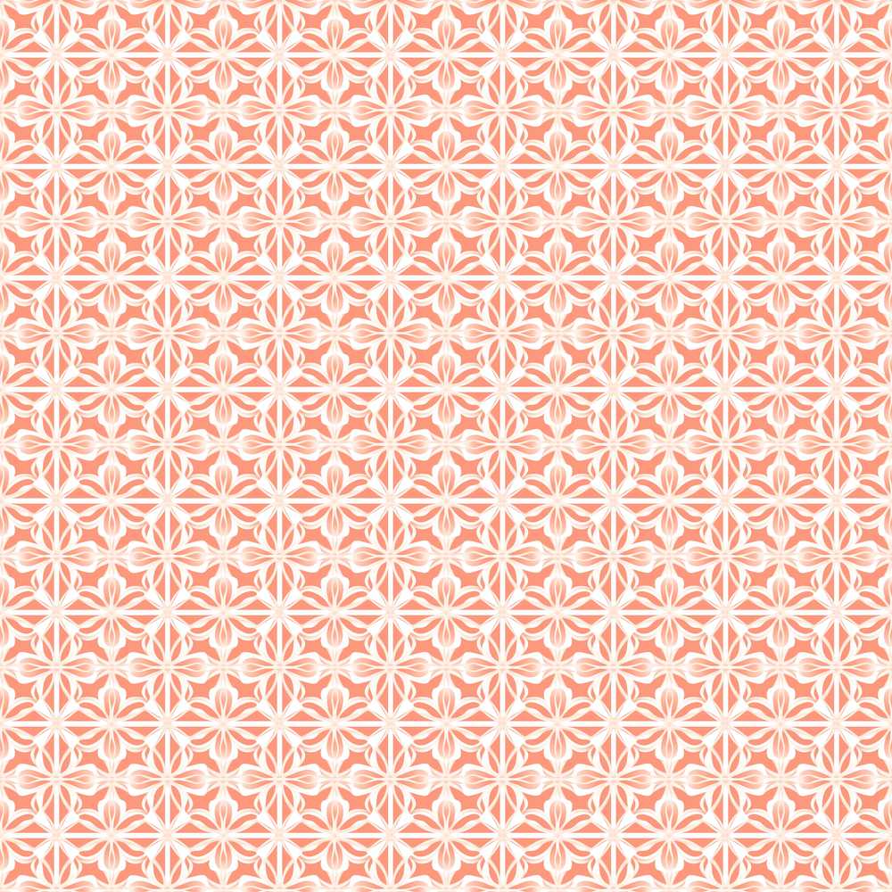Vintage Symmetrical Geometric Tile in Coral and Cream Seamless