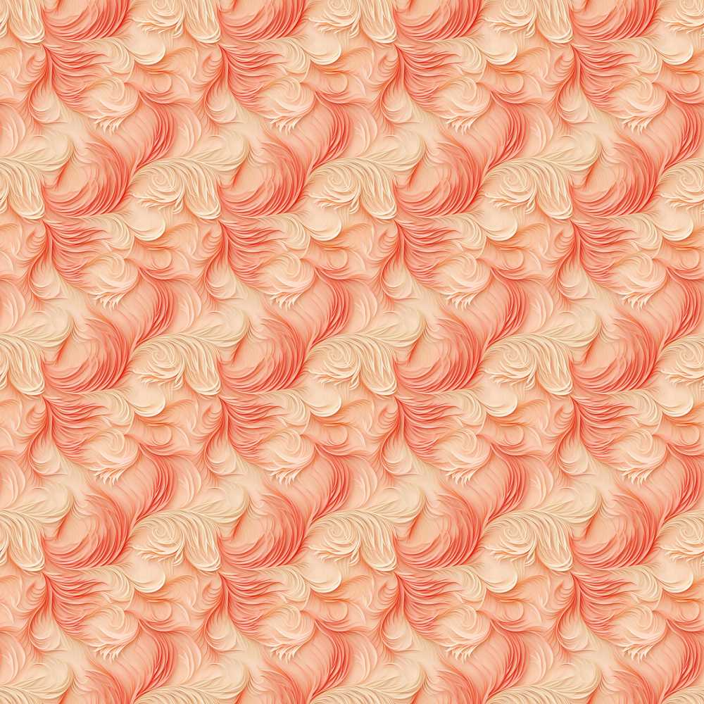 Abstract Feather Swirl in Soft Coral and Cream Flowing Texture