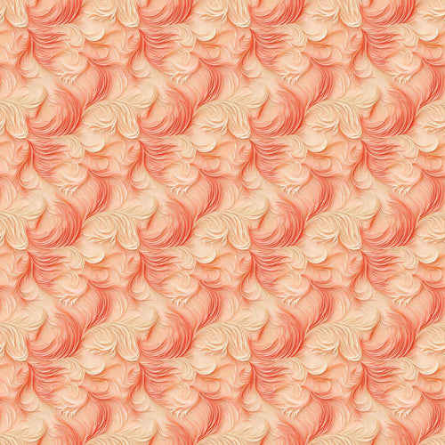 Abstract Feather Swirl in Soft Coral and Cream Flowing Texture